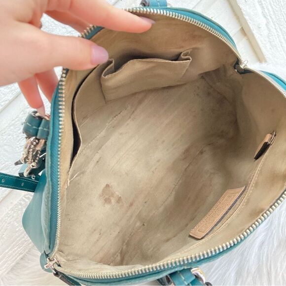 COACH Teal Blue Green Peyton Dome Satchel Tote Shoulder Bag 25671 - Picture 11 of 13